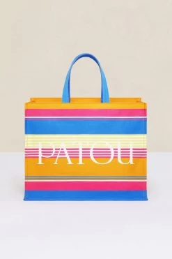 Striped Canvas Tote In Organic Cotton 6 Striped Canvas Tote In Organic Cotton -Patou AC01500945039 11