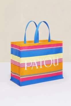 Striped Canvas Tote In Organic Cotton 7 Striped Canvas Tote In Organic Cotton -Patou AC01500945039 12