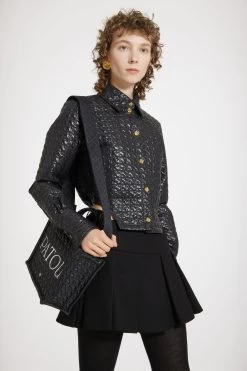 Cut-out Cropped Shirt In Eco-friendly Quilted Nylon