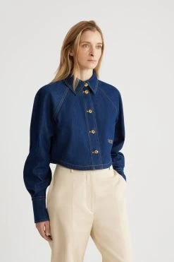 Cropped Shirt In Organic Cotton Denim 9 Cropped Shirt In Organic Cotton Denim -Patou BL0330008602D 04