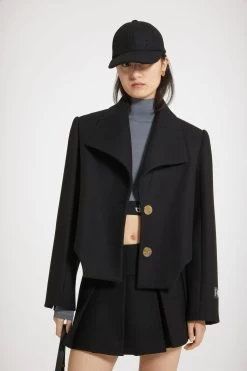 Cut-out Cropped Jacket In Wool-blend Felt