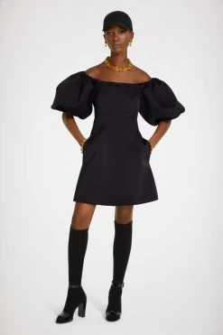 Balloon Sleeve Mini Dress In Recycled Satin