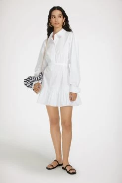 Ruffle Mini Shirt Dress In Sustainable Cotton