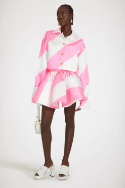 Cropped Jacket In Printed Satin