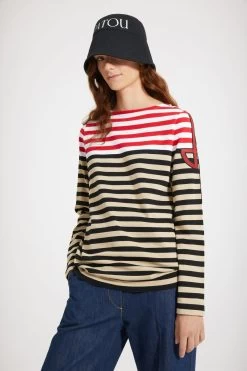 Multicoloured Breton Top In Organic Cotton