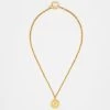 Coin Pendant Necklace In Gold-plated Brass