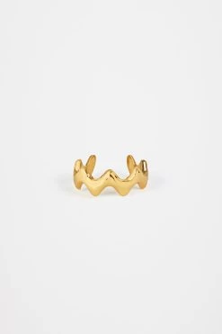 Wave Cuff In Gold-plated Brass