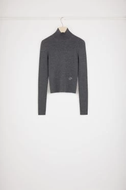 Ribbed High Neck Jumper In Sustainable Wool Blend -Patou KN0588040963A 10