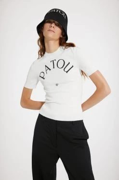Patou Jacquard Knit Top In Eco-friendly Cotton Blend -Patou KN0688045001W 01 Josephine