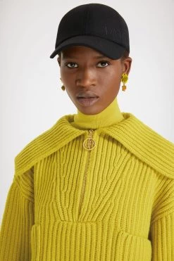 Zip-up Collar Rib Knit Jumper In Merino Wool -Patou KN0908055210A 03 Nandy