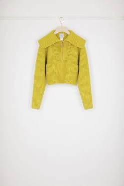 Zip-up Collar Rib Knit Jumper In Merino Wool -Patou KN0908055210A 10