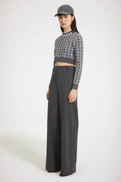 Cropped Jumper In Sustainable Wool Jacquard -Patou KN0998040962A 03 Cordelia