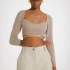 Wrap-back Cable Knit Top In Wool And Cashmere