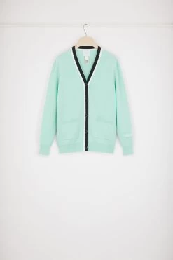 Contrast Collar Cardigan In Cotton And Wool -Patou KN1318067705G 10