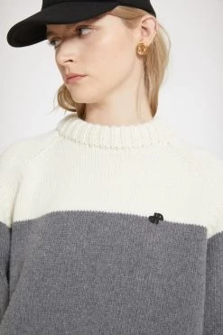 Two-tone Jumper In Sustainable Wool And Cashmere -Patou KN1458043963A 04 Niekee