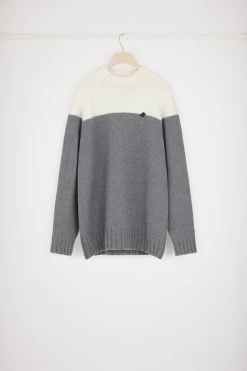 Two-tone Jumper In Sustainable Wool And Cashmere -Patou KN1458043963A 10