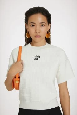 Patou 45 Short-sleeve Jumper In 3D Knit