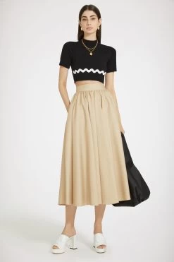 Patou 7 Volume Midi Skirt In Cotton Gabardine