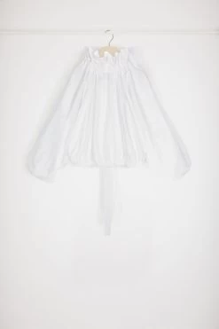 Drawstring Puff Sleeve Crop Top In Organic Cotton -Patou TO0320017001W 11