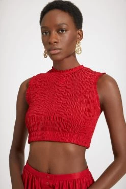 Smock Crop Top In Eco-friendly Faille